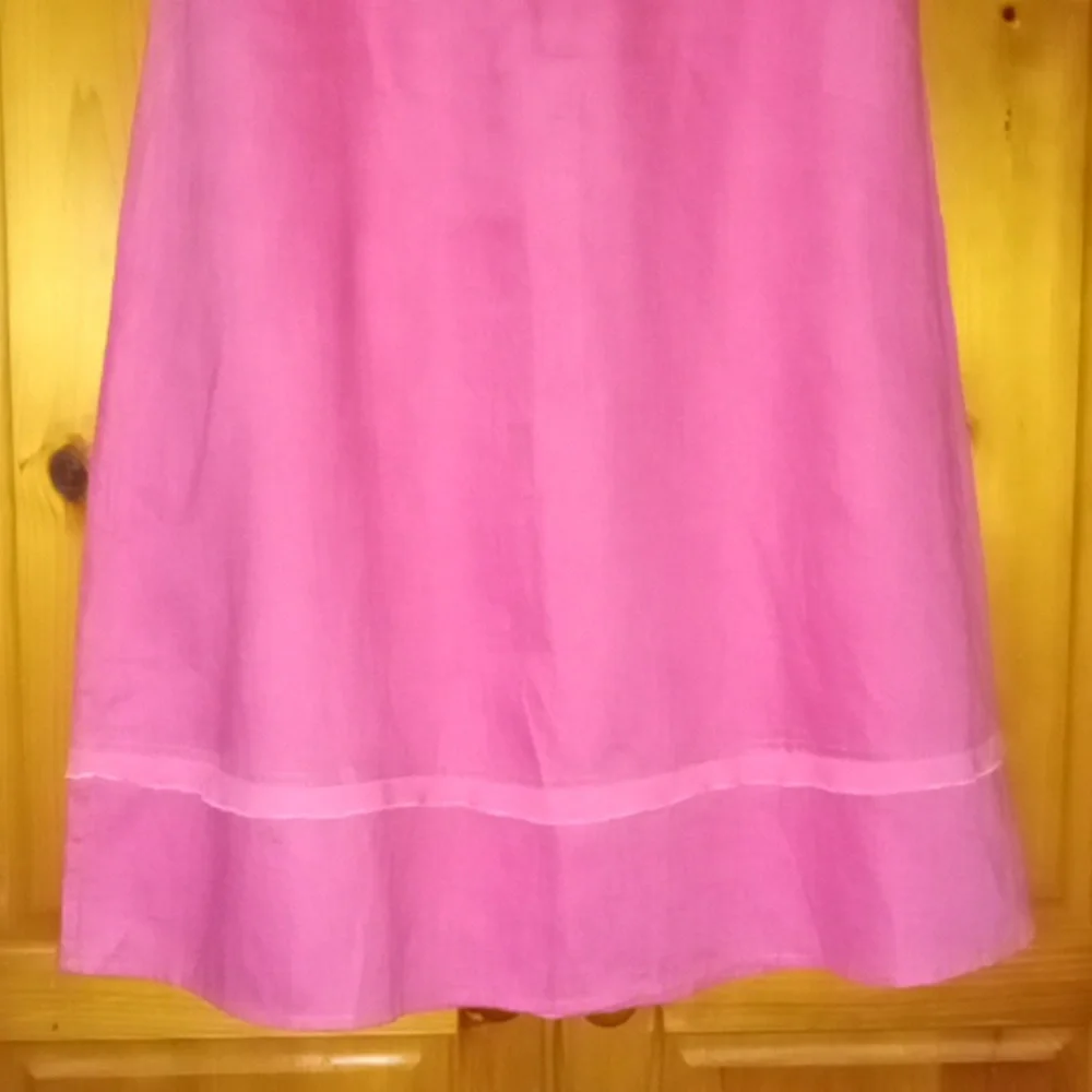 Kim by Kim Rogers Women's Petite Bright Pink 100% Linen A-line Midi Skirt PXL - Picture 4 of 9